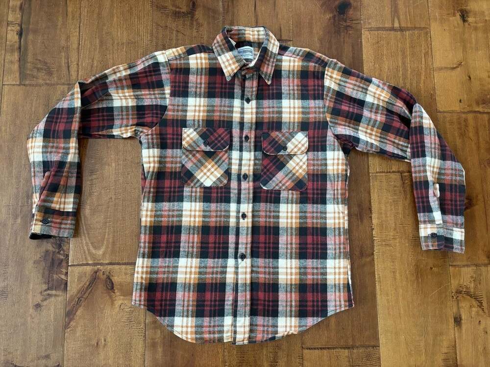 Vintage Five Brother Men's Long Sleeve Plaid Flannel Button-Down Shirt
